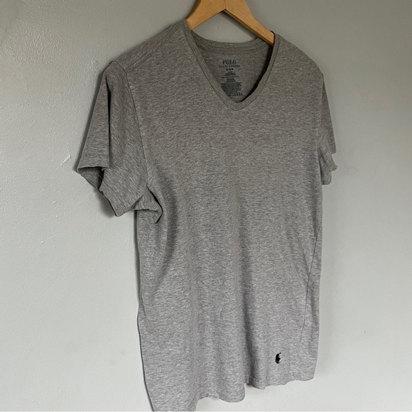 US Polo Assn Ralph Lauren Men’s V-Neck Slim Fit Short Sleeve T-Shirt Grey Medium - Picture 2 of 8